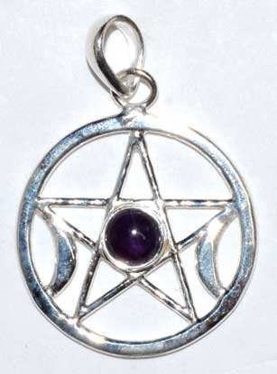 Pentacle moon amethyst pendant