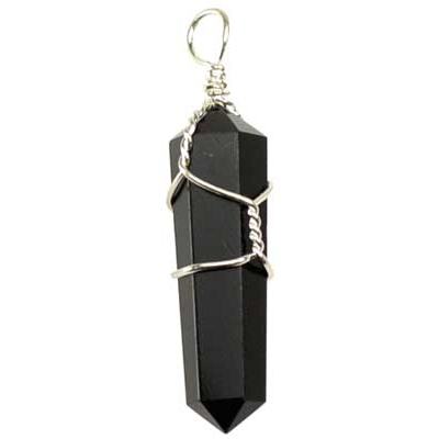 set of 5 wire wrapped Black Obsidian point