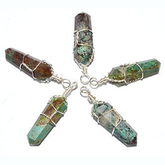 set of 5 wire wrapped Chrysocolla point