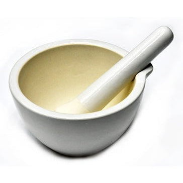 White Ceramic Mortar and Pestle, 5 Inch
