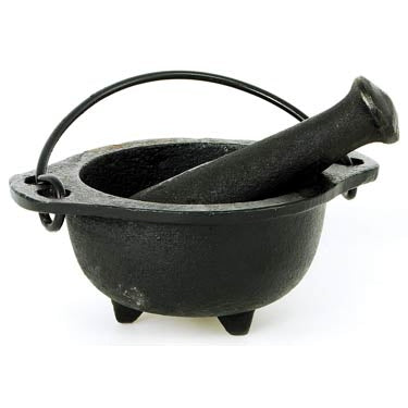 Cast Iron Cauldron Mortar and Pestle Set