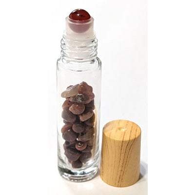 Red Agate Crystal Roller Bottle 10ml for grounding and protection in spiritual rituals