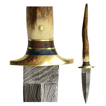 Bone Damascus athame