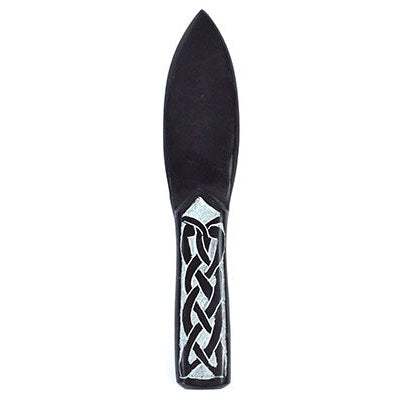 Black Celtic Soapstone Athame with carved knot handle for spiritual rituals and energy protection