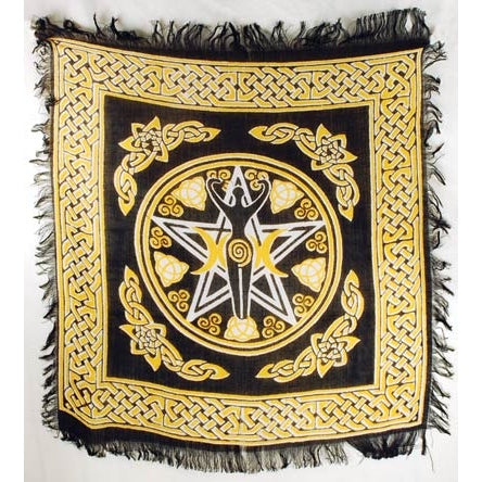 Pentagram Goddess altar cloth 18" x 18"