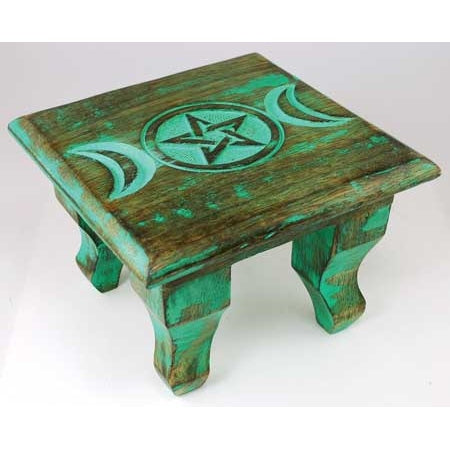 Antiqued Triple Moon altar table 6"