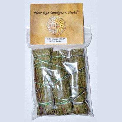 set of 3 Cedar smudge stick 4"