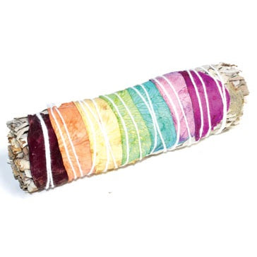 4" White Sage 7 Chakra colors stick