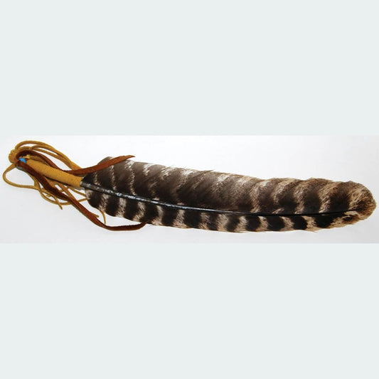 Leather Wrapped smudging feather 12"
