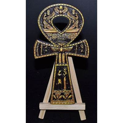 6-inch black resin Ancient Egyptian Ankh on stand symbolizing protection and spiritual power for empaths and healers