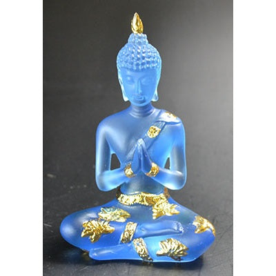 Buddha Statue Blue Gold, 4 1/2"