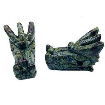 set of 2 1 3/4" Dragon's Head Jasper, Dragon Blood