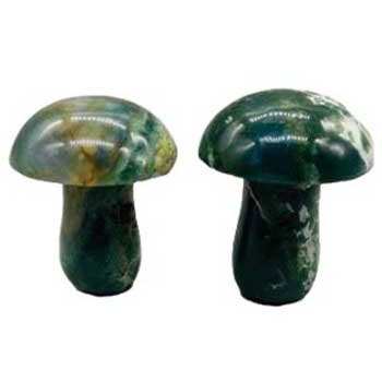 set of 2 1 3/4" Mushroom Moss Agate