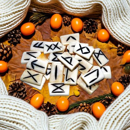 Hand-Carved Bone Rune Set — Elder Futhark Runes