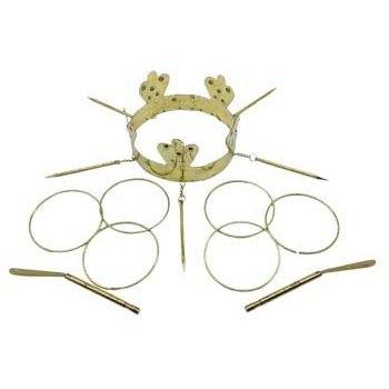 Ochun tools brass crown set with 8 additional tools, 5-inch wide.