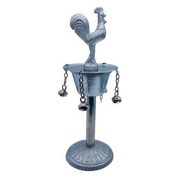 Osun tools Santeria rooster on pedestal.