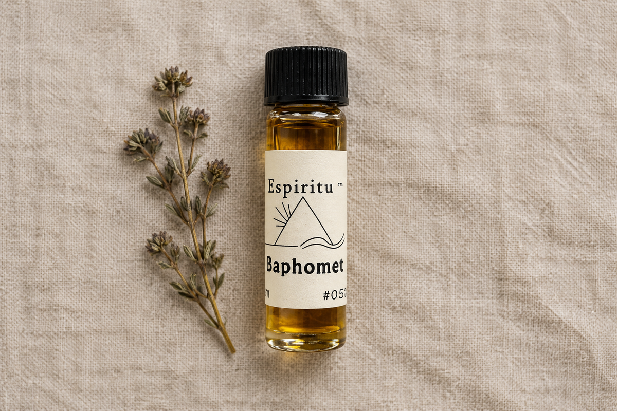 Baphomet oil flat lay