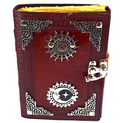 Sun and Moon Leather Journal with Latch | Grimoire & Book of Shadows