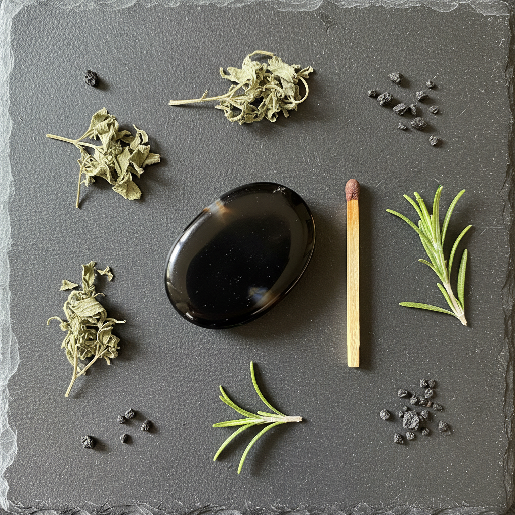 Black Onyx Worry Stone, alternate view
