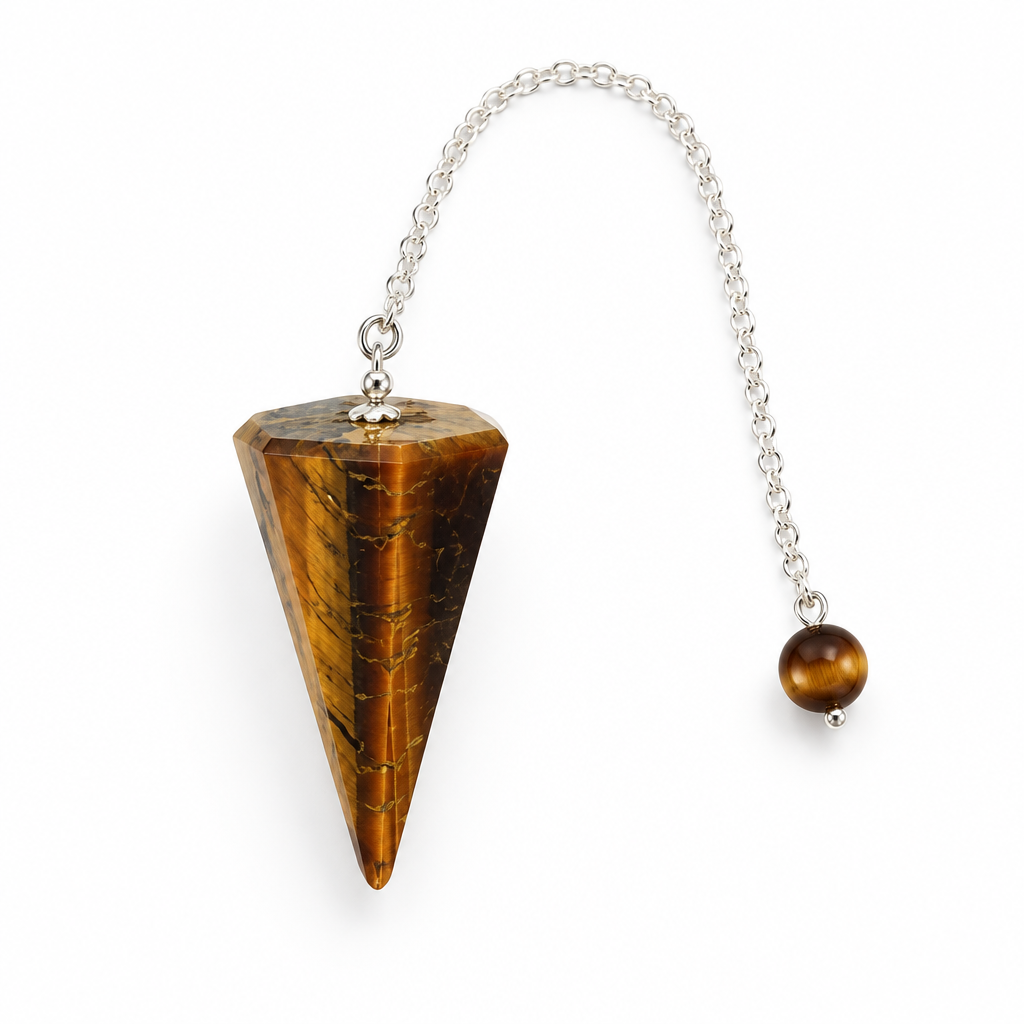 Brown-and-gold pendulum on white
