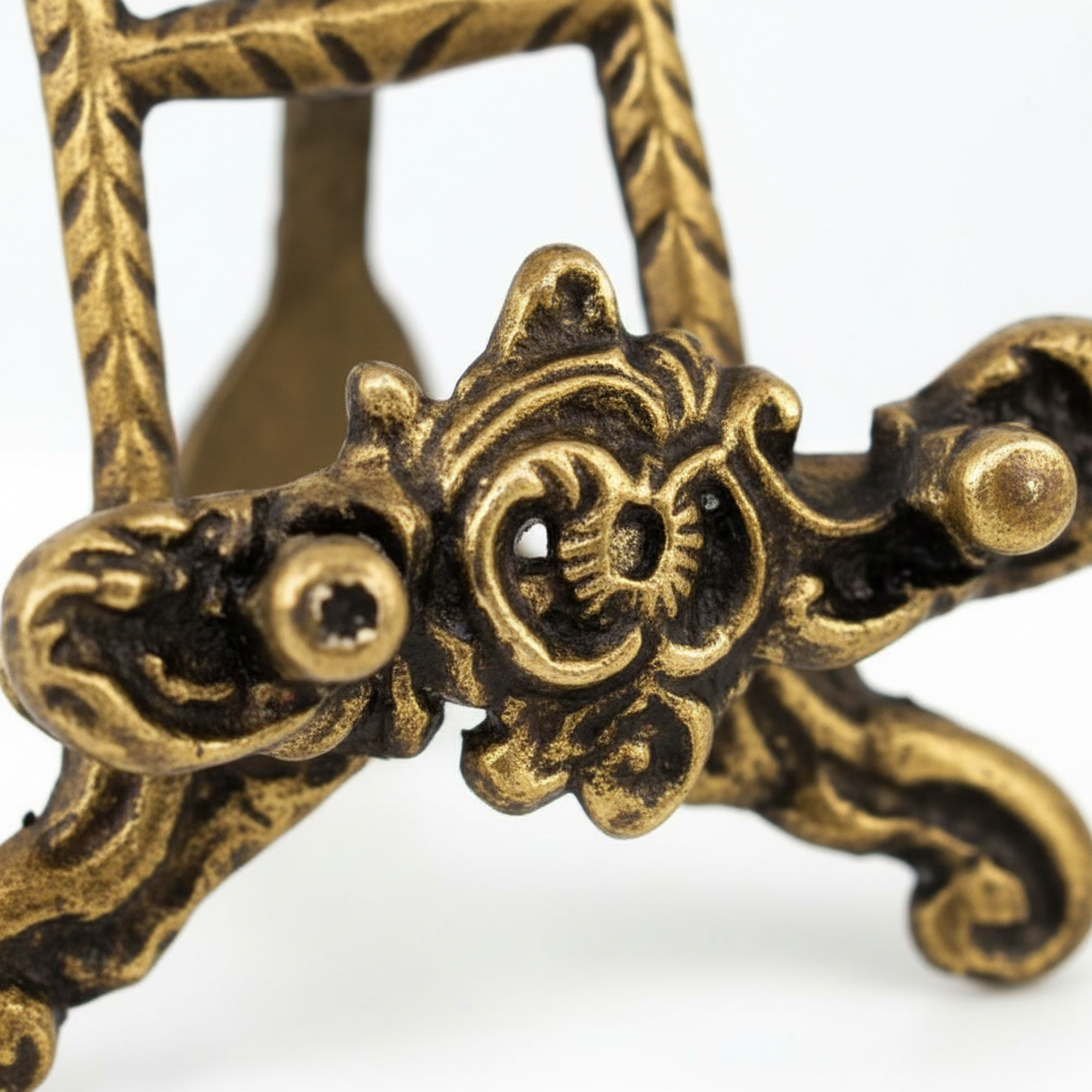 Brass Scrying Mirror Stand for 6 Inch Mirrors, shown in use