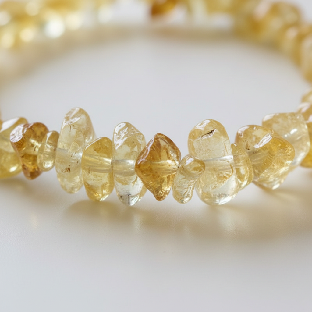 Citrine Chip Bracelet on Elastic Cord, alternate view