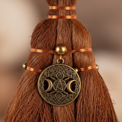 Celtic Triple Goddess Altar Broom, 9 1/2 Inches, detail view