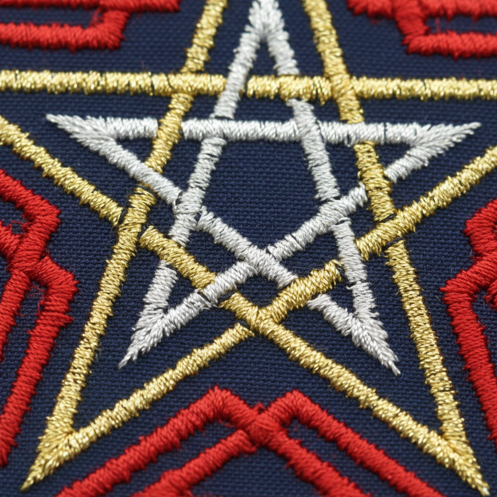 Celtic Pentacle Embroidered Patch, 3 Inch, shown in use