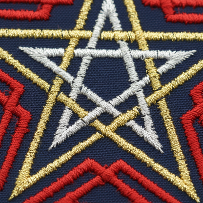 Celtic Pentacle Embroidered Patch, 3 Inch, shown in use