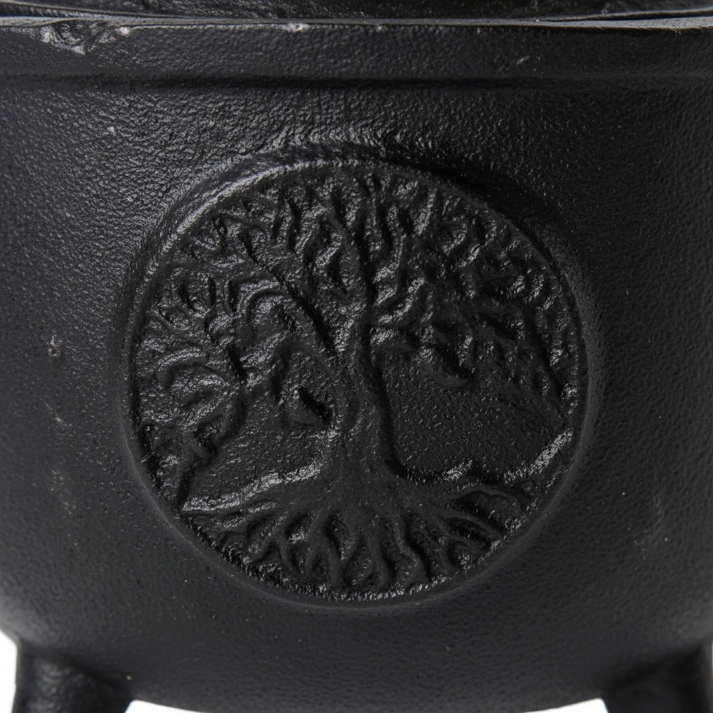 Medium Tree of Life Cast Iron Cauldron, 5", alternate view