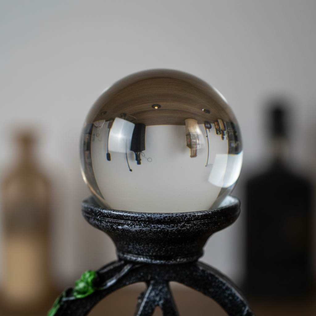 Clear Gazing Ball with Pentagram Stand, 50mm, 7 Inch Tall, view 7