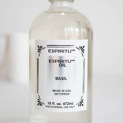 Basil Oil by Espiritu, 16oz, detail view