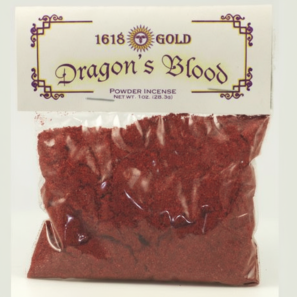 Dragon's Blood Powder Incense, 1 oz, shown in use