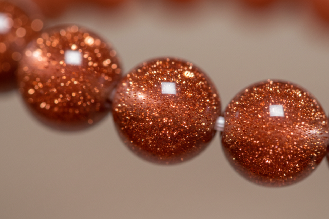 Goldstone Beaded Bracelet, 8mm, alternate view