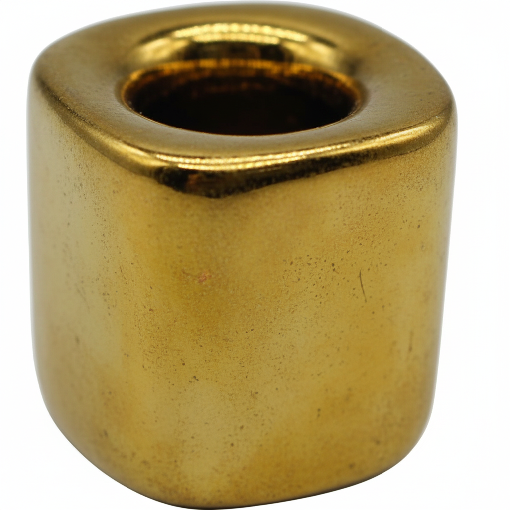 Gold Ceramic Chime Candle Holder, shown in use