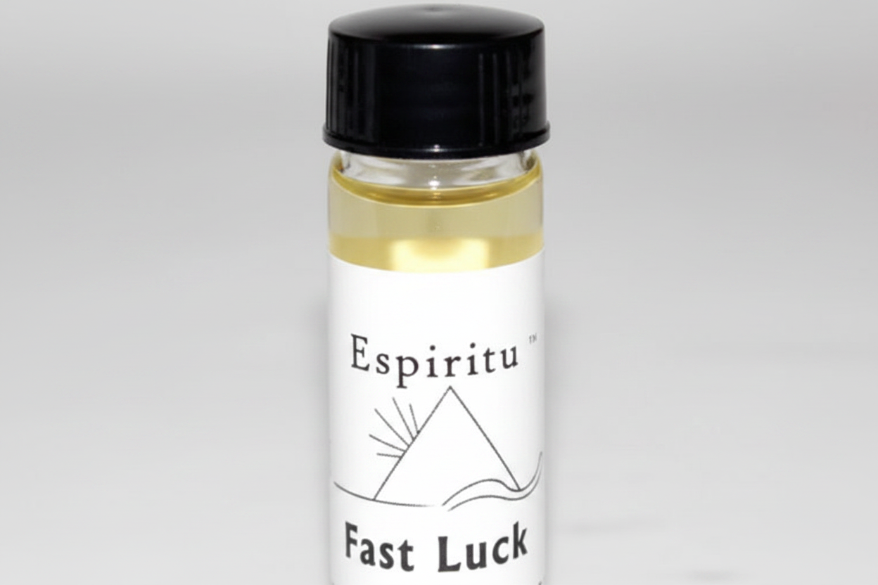 Fast Luck Oil by Espiritu, 2 Dram, shown in use