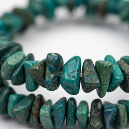 Chrysocolla Chip Bracelet, 3 1/8 Inches, shown in use