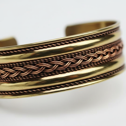 Assorted Celtic Two-Tone Bracelet, 1 Inch Wide, detail view