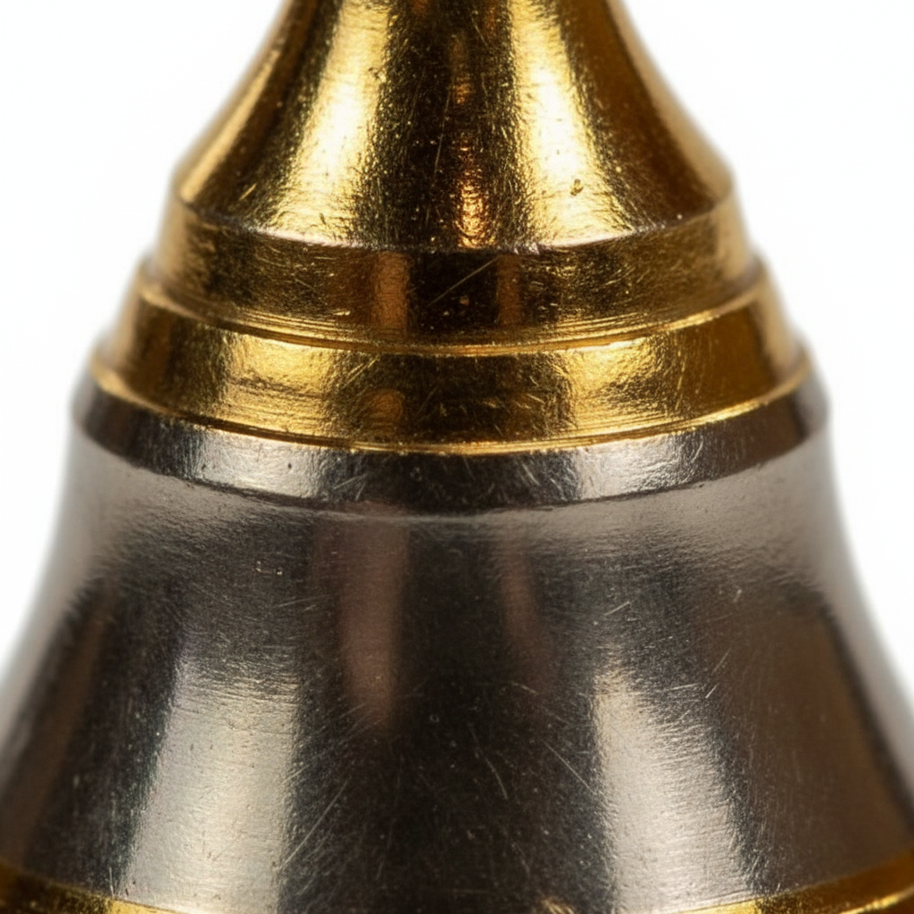 Two Tone Brass and Chrome Altar Bell, 2 Inch, shown in use