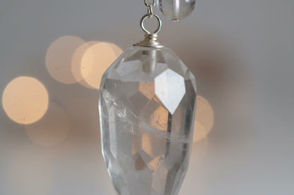 Faceted Clear Quartz Pendulum, detail view