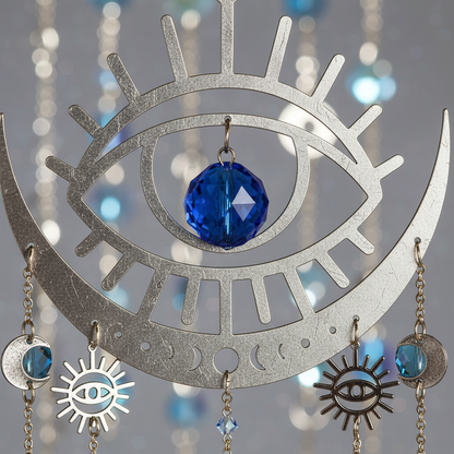 Evil Eye Sun Catcher, 20 Inches, shown in use