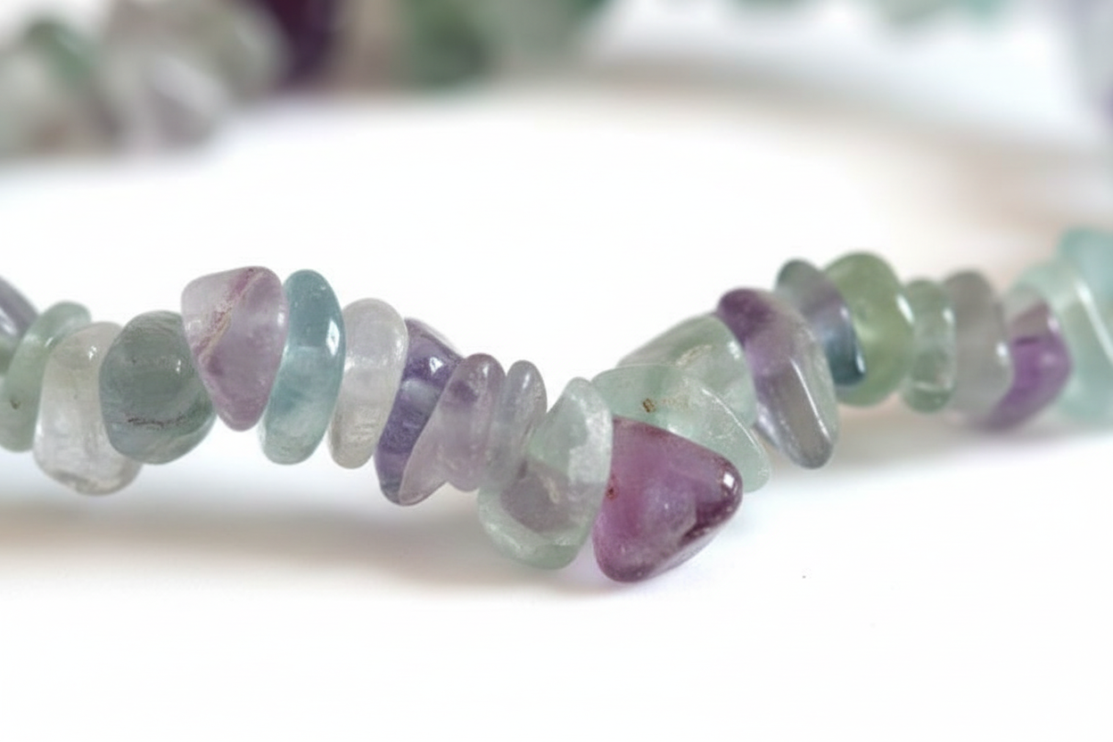 Fluorite chip bracelet, detail view