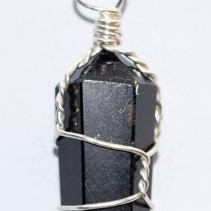 Black Tourmaline Wire Wrapped Pendant, Set of 5, alternate view