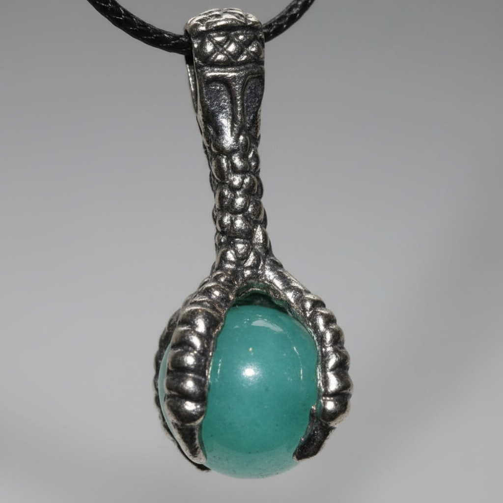 Dragon Claw Pewter Pendant, 1.25" to 1.5", shown in use