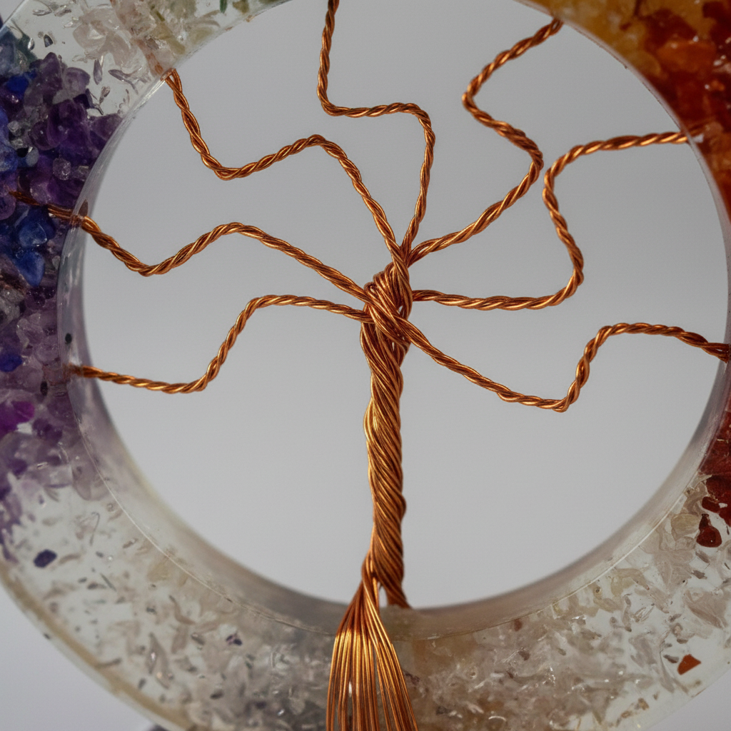 Circle Tree of Life Chakra Gemstone Tree, 4 1/2 Inches, shown in use