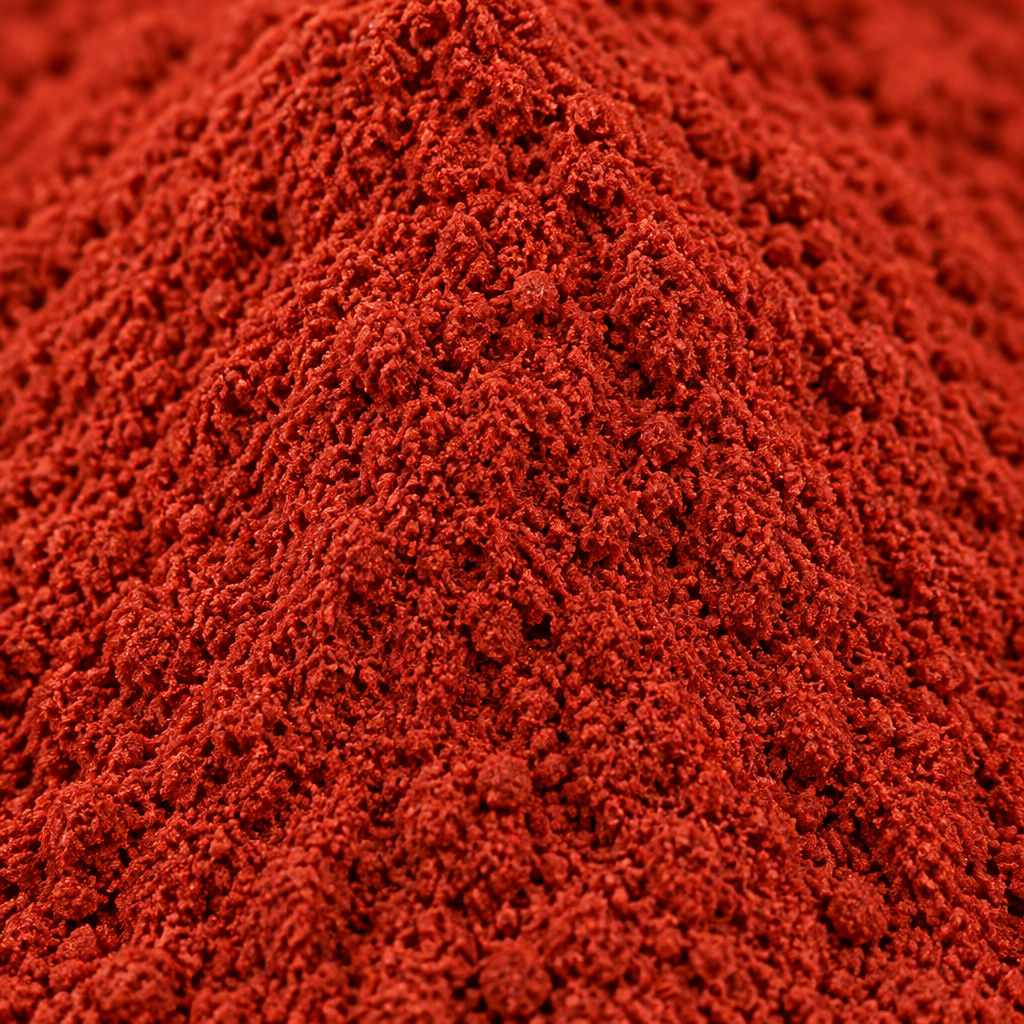 Close-up macro detail of red sandalwood powder