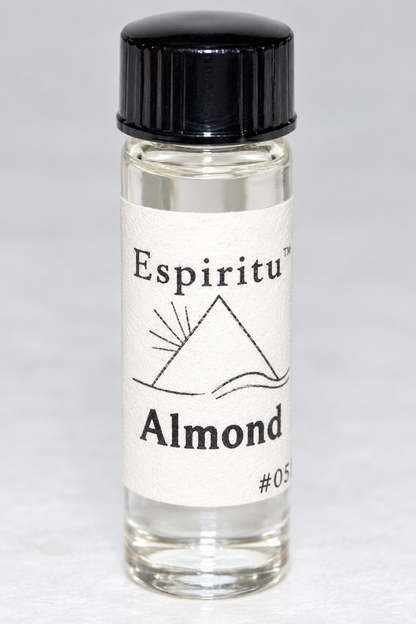 Close-up of the Espiritu Almond oil label
