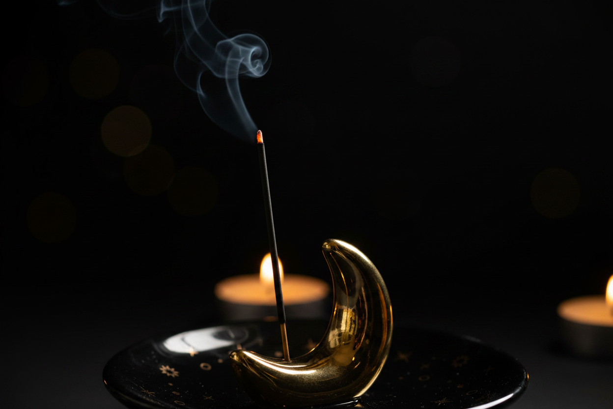 Close-Up on Gold Moon Holder
