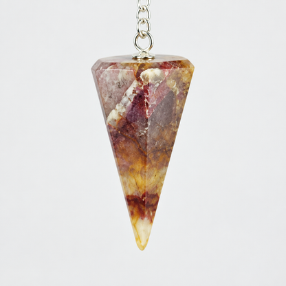 Cream-and-mauve pendulum close-up