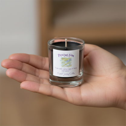 Crystal Journey Candles Protection Candle, held in hand